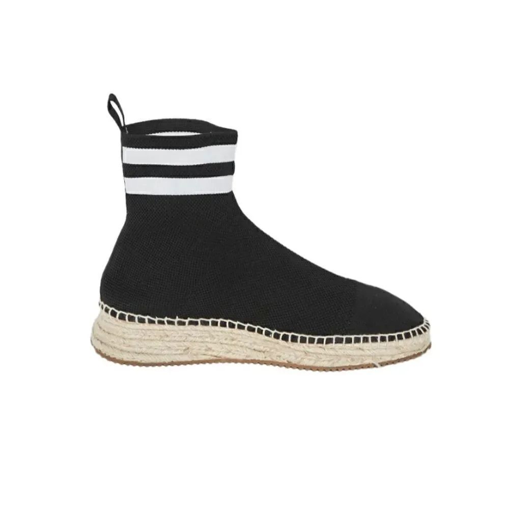 Alexander Wang Dylan Sock Espadrille Booties Black Knit Stripe Ankle Sneakers 38